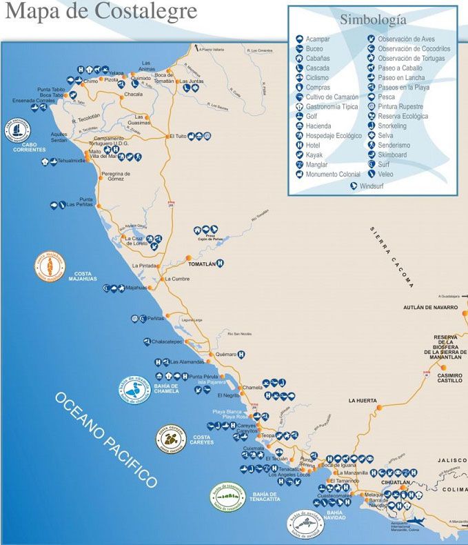 Playa Costa Alegre Mapa de Playas